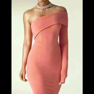 Another story sexy party/cocktail wedding of the shoulder  pink dress S M